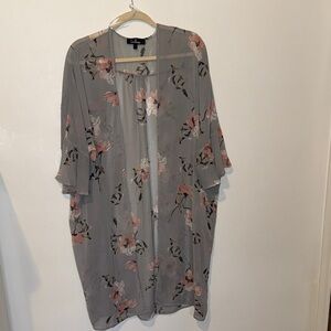 Lulu's Gray Floral Sheer Kimono